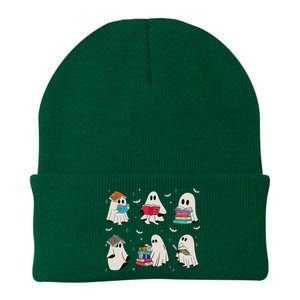 Funny Ghost Book Reading Halloween Books Lover Teacher Knit Cap Winter Beanie