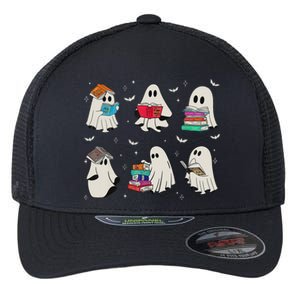 Funny Ghost Book Reading Halloween Books Lover Teacher Flexfit Unipanel Trucker Cap