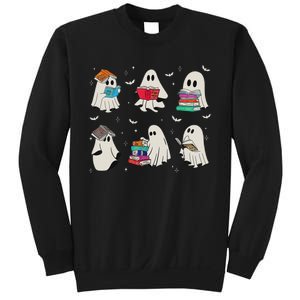 Funny Ghost Book Reading Halloween Books Lover Teacher Sweatshirt