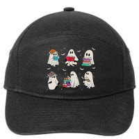 Funny Ghost Book Reading Halloween Books Lover Teacher 7-Panel Snapback Hat