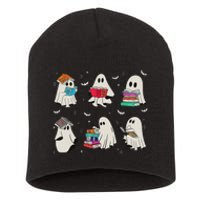 Funny Ghost Book Reading Halloween Books Lover Teacher Short Acrylic Beanie