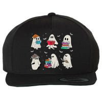 Funny Ghost Book Reading Halloween Books Lover Teacher Wool Snapback Cap