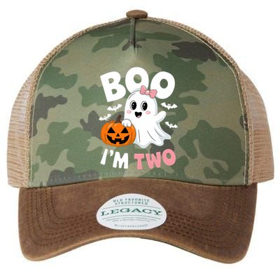 Funny Ghost Boo Im Two Years 2nd Birthday Halloween Legacy Tie Dye Trucker Hat