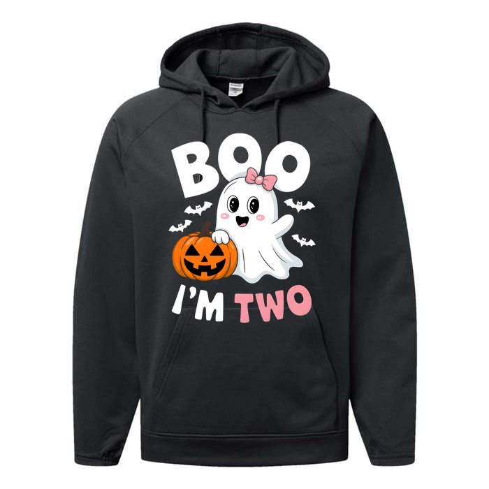 Funny Ghost Boo Im Two Years 2nd Birthday Halloween Performance Fleece Hoodie