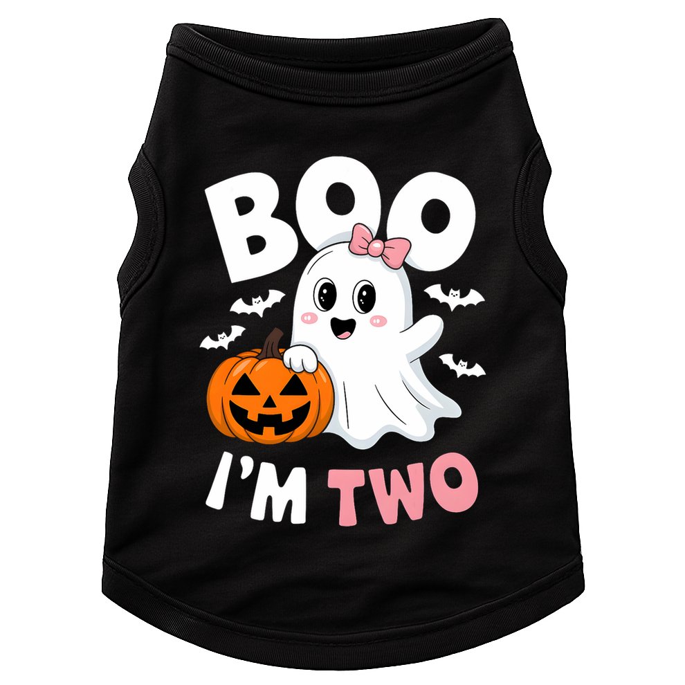 Funny Ghost Boo Im Two Years 2nd Birthday Halloween Doggie Tank