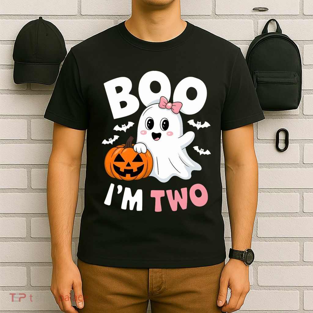 Funny Ghost Boo Im Two Years 2nd Birthday Halloween T-Shirt