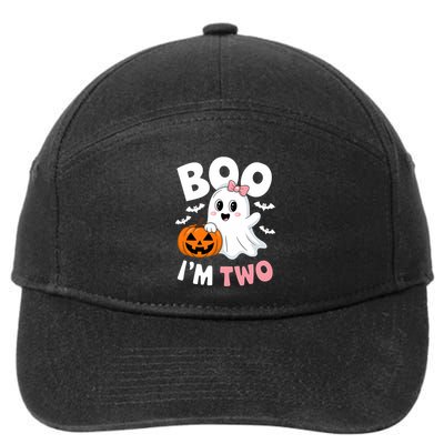 Funny Ghost Boo Im Two Years 2nd Birthday Halloween 7-Panel Snapback Hat