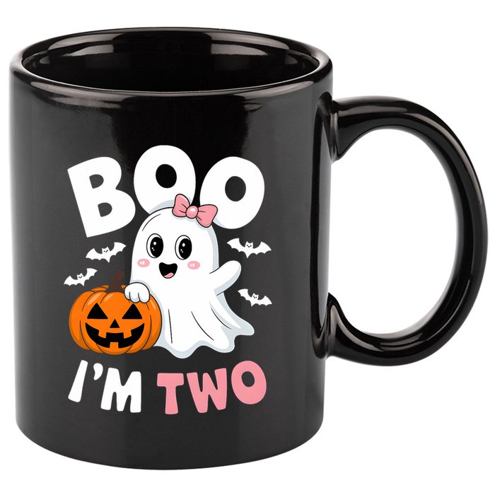 Funny Ghost Boo Im Two Years 2nd Birthday Halloween 11oz C Handle Ceramic Mug