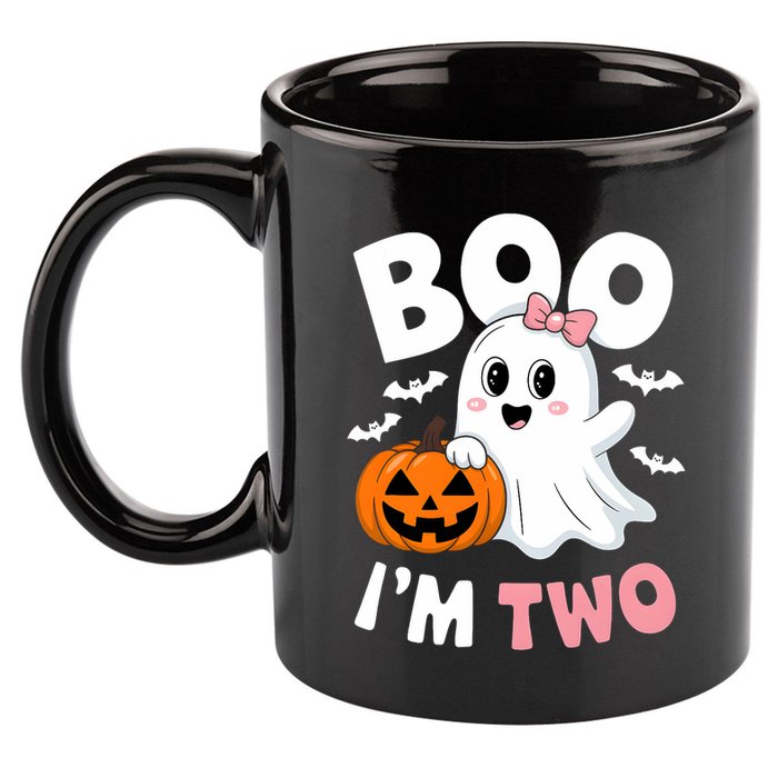Funny Ghost Boo Im Two Years 2nd Birthday Halloween 11oz C Handle Ceramic Mug