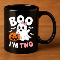 Funny Ghost Boo Im Two Years 2nd Birthday Halloween 11oz C Handle Ceramic Mug