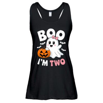 Funny Ghost Boo Im Two Years 2nd Birthday Halloween Ladies Essential Flowy Tank