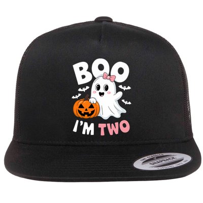 Funny Ghost Boo Im Two Years 2nd Birthday Halloween Flatbill Hat