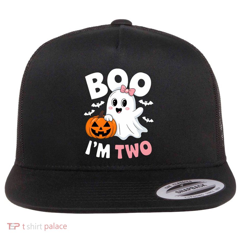 Funny Ghost Boo Im Two Years 2nd Birthday Halloween Flatbill Hat