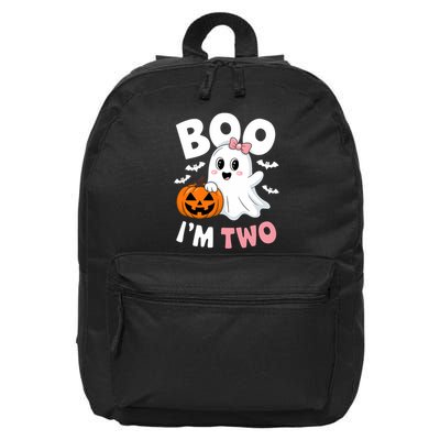Funny Ghost Boo Im Two Years 2nd Birthday Halloween 16 in Basic Backpack