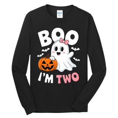 Funny Ghost Boo Im Two Years 2nd Birthday Halloween Tall Long Sleeve T-Shirt