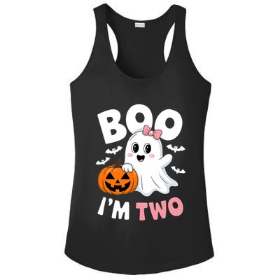 Funny Ghost Boo Im Two Years 2nd Birthday Halloween Ladies PosiCharge Competitor Racerback Tank