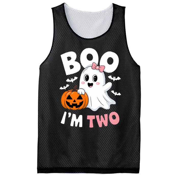 Funny Ghost Boo Im Two Years 2nd Birthday Halloween Mesh Reversible Basketball Jersey Tank