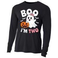 Funny Ghost Boo Im Two Years 2nd Birthday Halloween Cooling Performance Long Sleeve Crew