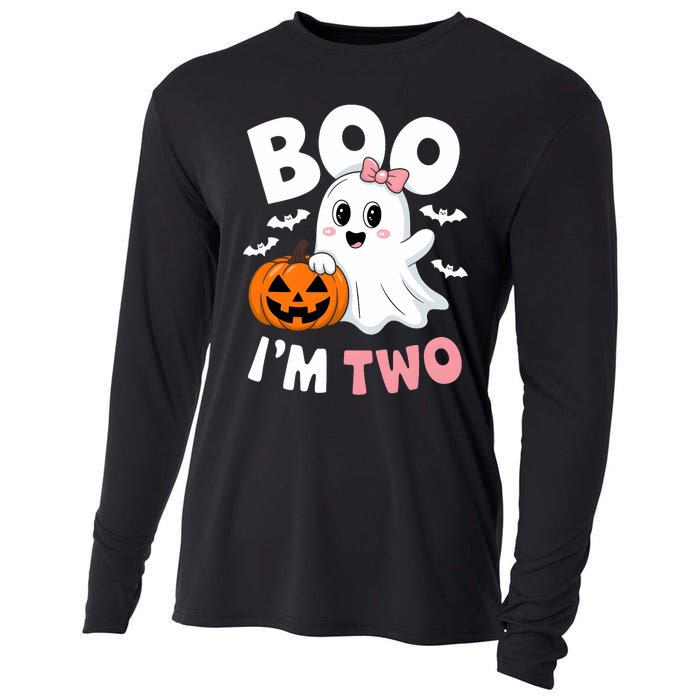 Funny Ghost Boo Im Two Years 2nd Birthday Halloween Cooling Performance Long Sleeve Crew