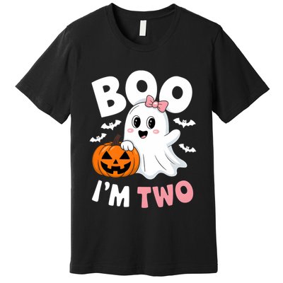 Funny Ghost Boo Im Two Years 2nd Birthday Halloween Premium T-Shirt