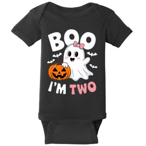 Funny Ghost Boo Im Two Years 2nd Birthday Halloween Baby Bodysuit