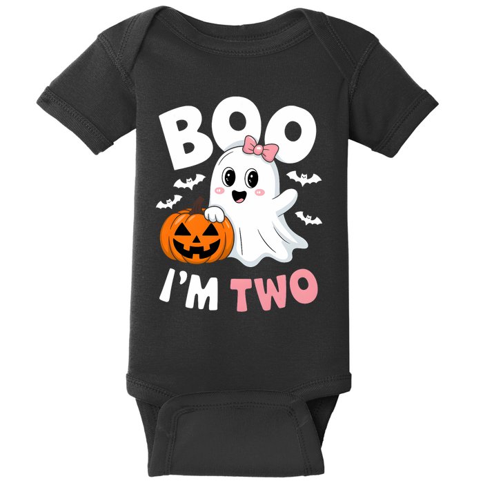 Funny Ghost Boo Im Two Years 2nd Birthday Halloween Baby Bodysuit