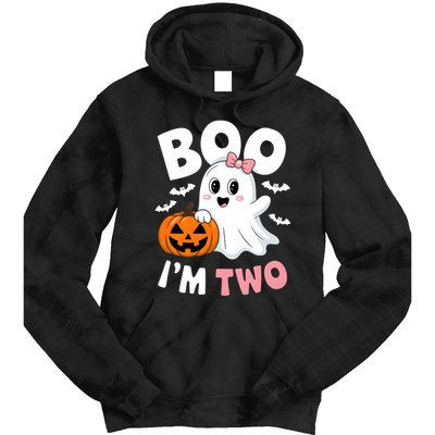 Funny Ghost Boo Im Two Years 2nd Birthday Halloween Tie Dye Hoodie