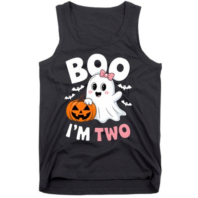 Funny Ghost Boo Im Two Years 2nd Birthday Halloween Tank Top