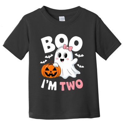 Funny Ghost Boo Im Two Years 2nd Birthday Halloween Toddler T-Shirt