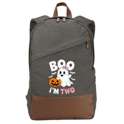 Funny Ghost Boo Im Two Years 2nd Birthday Halloween Cotton Canvas Backpack