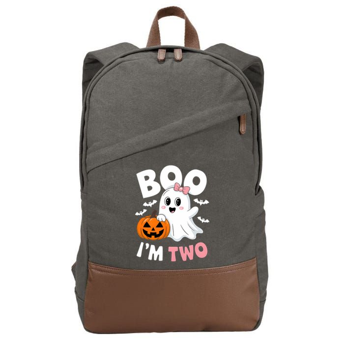 Funny Ghost Boo Im Two Years 2nd Birthday Halloween Cotton Canvas Backpack