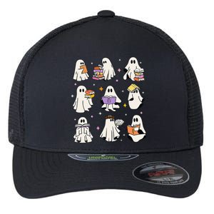 Funny Ghost Book Reading Halloween Books Lover Gift Flexfit Unipanel Trucker Cap