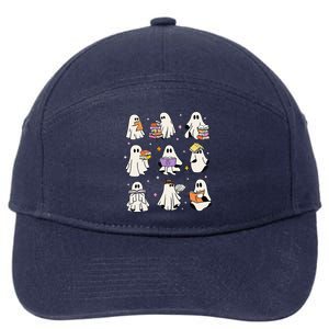 Funny Ghost Book Reading Halloween Books Lover Gift 7-Panel Snapback Hat