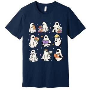 Funny Ghost Book Reading Halloween Books Lover Gift Premium T-Shirt