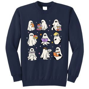 Funny Ghost Book Reading Halloween Books Lover Gift Tall Sweatshirt