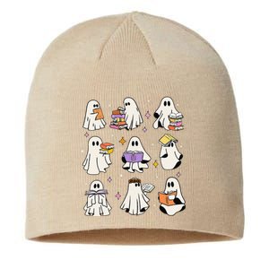 Funny Ghost Book Reading Halloween Books Lover Gift Sustainable Beanie