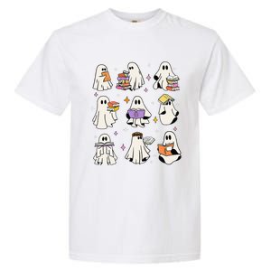 Funny Ghost Book Reading Halloween Books Lover Gift Garment-Dyed Heavyweight T-Shirt