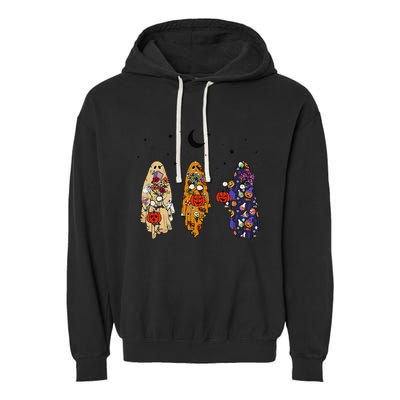 Funny Groovy Boo Ghost Halloween Autumn Fall Boo Boo Squad Garment-Dyed Fleece Hoodie