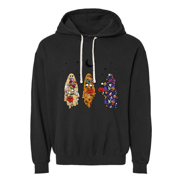 Funny Groovy Boo Ghost Halloween Autumn Fall Boo Boo Squad Garment-Dyed Fleece Hoodie