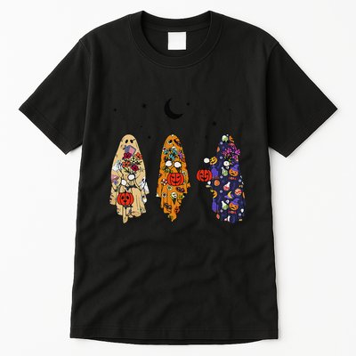 Funny Groovy Boo Ghost Halloween Autumn Fall Boo Boo Squad Tall T-Shirt