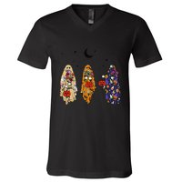 Funny Groovy Boo Ghost Halloween Autumn Fall Boo Boo Squad V-Neck T-Shirt