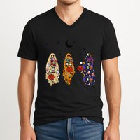 Funny Groovy Boo Ghost Halloween Autumn Fall Boo Boo Squad V-Neck T-Shirt