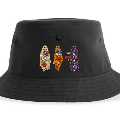 Funny Groovy Boo Ghost Halloween Autumn Fall Boo Boo Squad Sustainable Bucket Hat