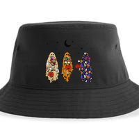 Funny Groovy Boo Ghost Halloween Autumn Fall Boo Boo Squad Sustainable Bucket Hat