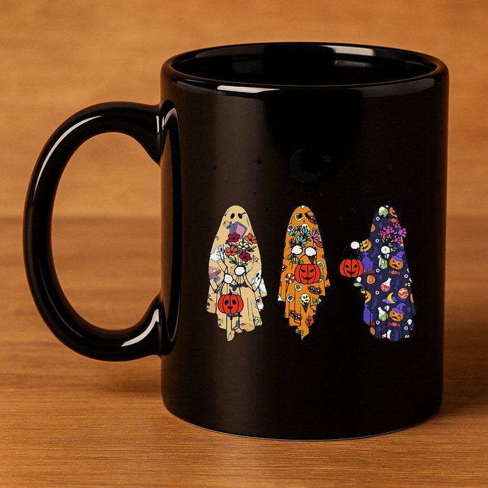 Funny Groovy Boo Ghost Halloween Autumn Fall Boo Boo Squad 11oz C Handle Ceramic Mug