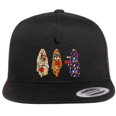 Funny Groovy Boo Ghost Halloween Autumn Fall Boo Boo Squad Flatbill Hat