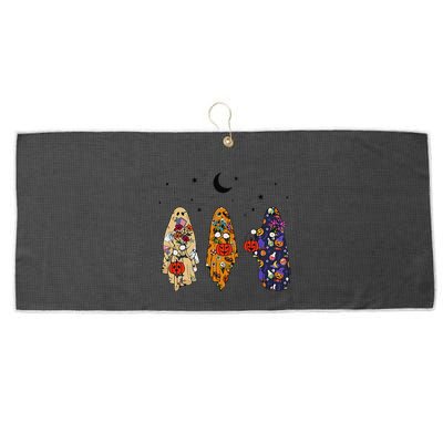 Funny Groovy Boo Ghost Halloween Autumn Fall Boo Boo Squad Large Microfiber Waffle Golf Towel