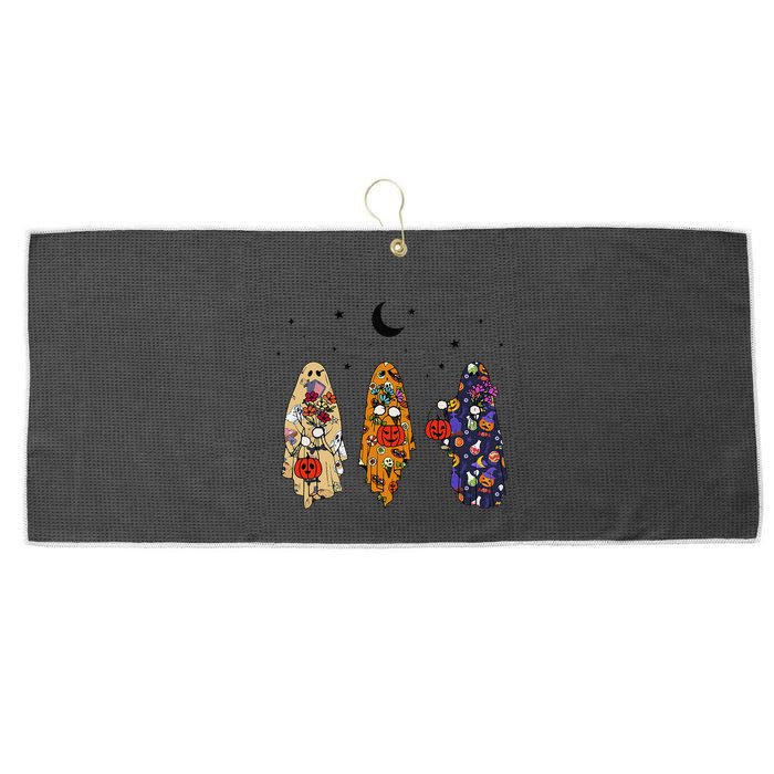 Funny Groovy Boo Ghost Halloween Autumn Fall Boo Boo Squad Large Microfiber Waffle Golf Towel