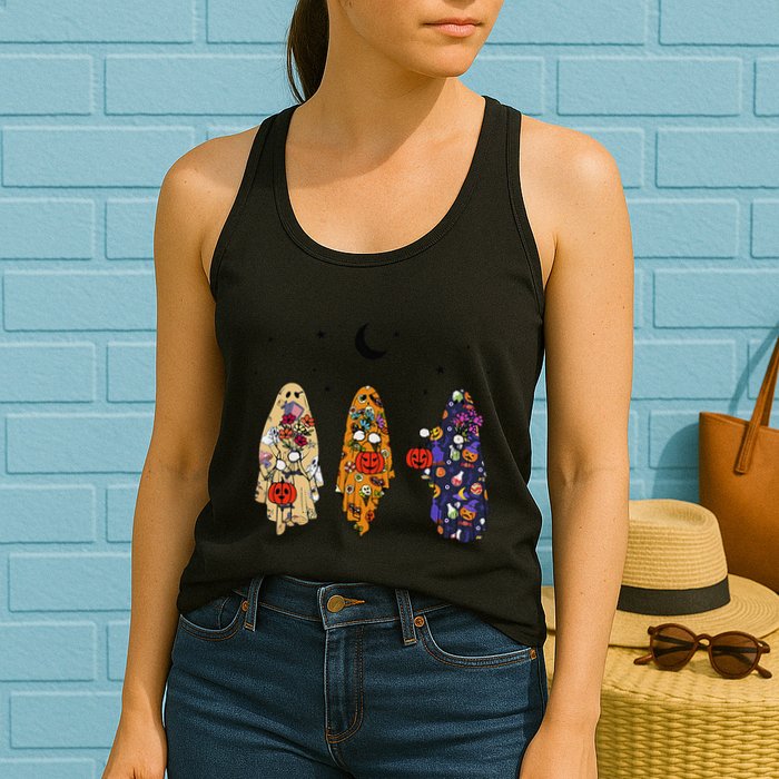 Funny Groovy Boo Ghost Halloween Autumn Fall Boo Boo Squad Womens Tank Top