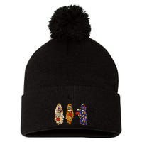 Funny Groovy Boo Ghost Halloween Autumn Fall Boo Boo Squad Pom Pom 12in Knit Beanie